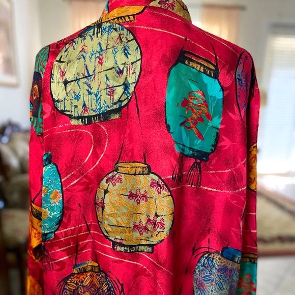 Vintage Chicos Chinese Lanterns Silk Top - Picture 5 of 7